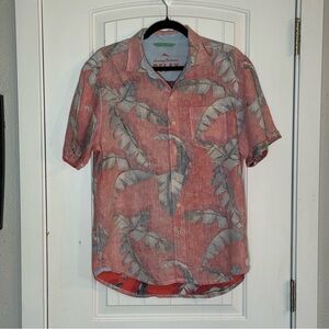 Tommy Bahama Relax Leaf Print Shirt 100% Linen Size Small